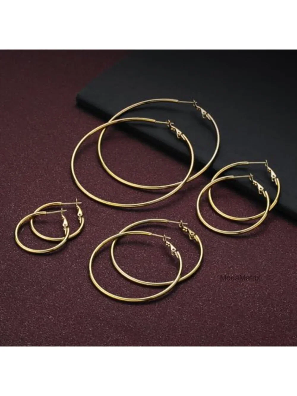 4 Pairs Hypoallergenic 14K Gold Plated Hoop Earrings Set